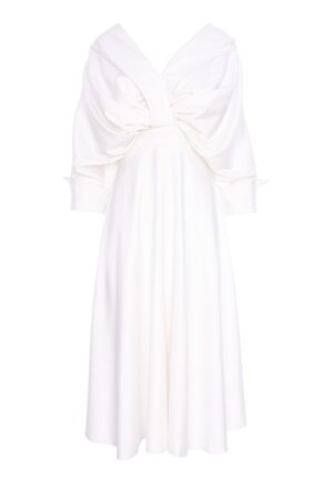 Rochie midi evazata - Alb optic
