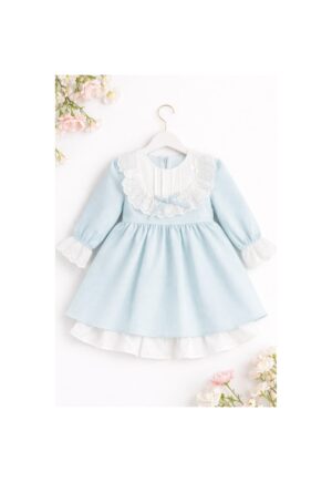Rochita eleganta fetite bleu cu dantela alba stil clasic