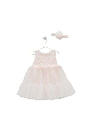 Rochita Eleganta cu Tulle -  pentru Fetite - Bentita Asortata - ELB7901 - Roz deschis