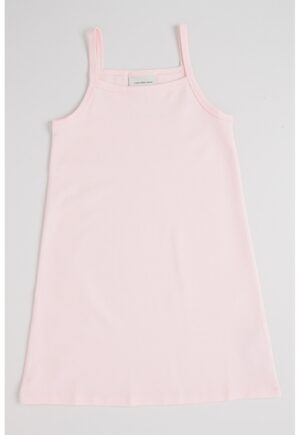 Rochie fara maneci cu decolteu patrat - Roz pastel