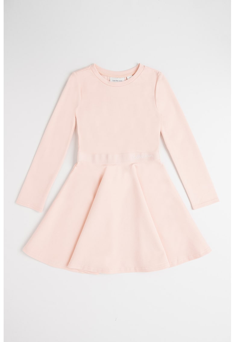 Rochie evazata cu logo - Roz prafuit