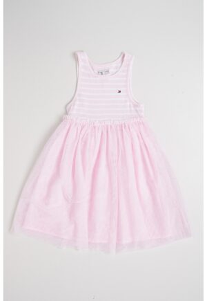 Rochie din tul cu dungi - Roz pal