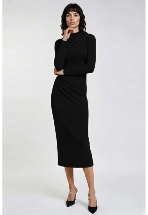 Rochie midi cu fronseu - Gri antracit