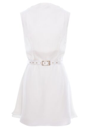 Rochie scurta in A din vascoza - Alb
