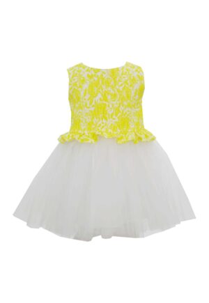 Rochie evazata cu imprimeu floral Hannah - Alb/Galben