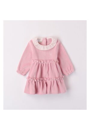 Rochita model raiat catifelat pentru bebe fetita -  4.7260 - Roz - Roz