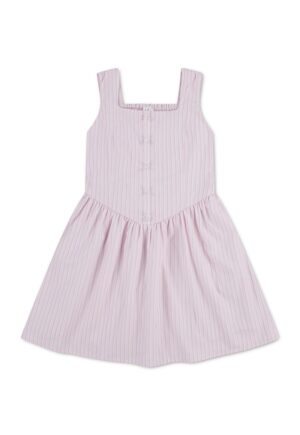 Rochie evazata cu dungi - Roz pastel