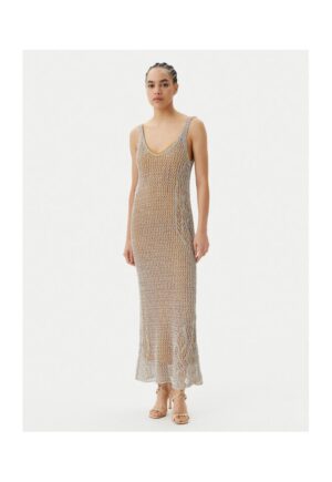 Rochie tricotata - de dama  bej - fabricata din material de calitate