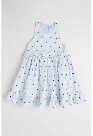 Rochie midi evazata - Alb/Albastru ultramarin/Albastru deschis