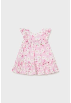 Rochie evazata cu model floral - Roz