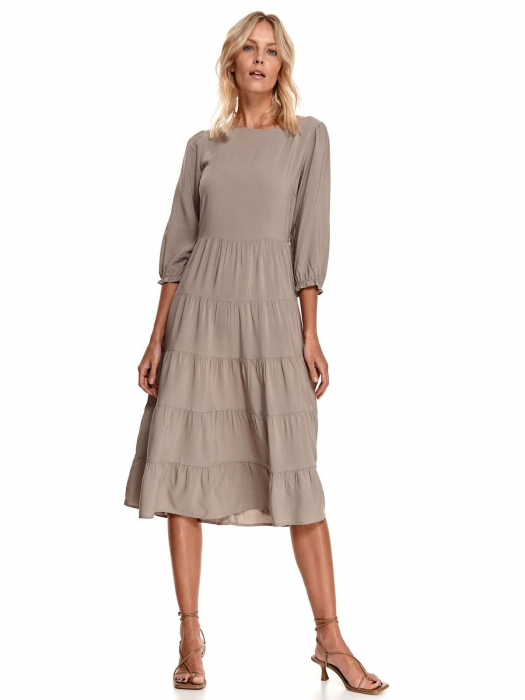 Rochie bej boho chic cu fronseu