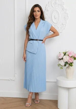 Rochie bleu eleganta tip sacou c...