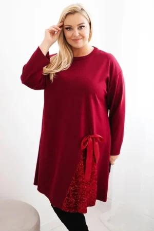 Rochie bordo marime mare cu inse...