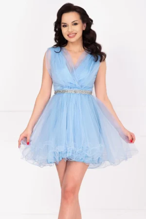 Rochie de ocazie bleu baby-doll Beatrix din tulle