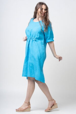 Rochie din in cu snur in talie