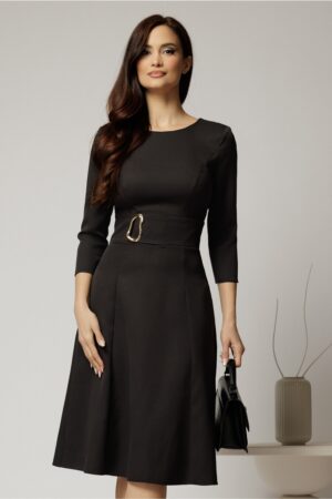 Rochie DY Fashion neagra clos cu detaliu pe talie