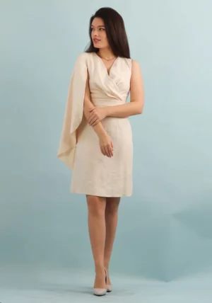Rochie eleganta ivoire cu o maneca ampla