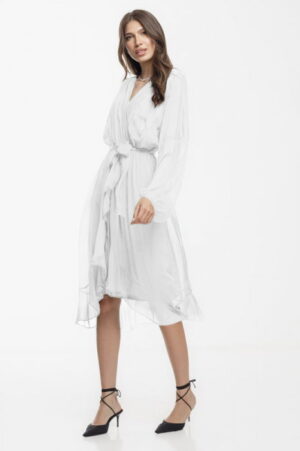 Rochie eleganta din matase si vascoza