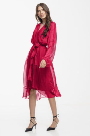 Rochie eleganta din matase si vascoza
