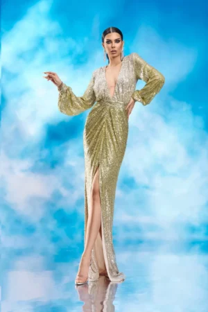 Rochie eleganta sirena din paiete in degrade