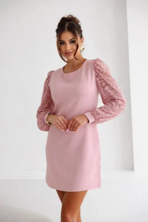 Rochie eleganta roz cu maneci di...