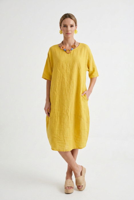 Rochie lejera de vara din in cu croi lalea oversized