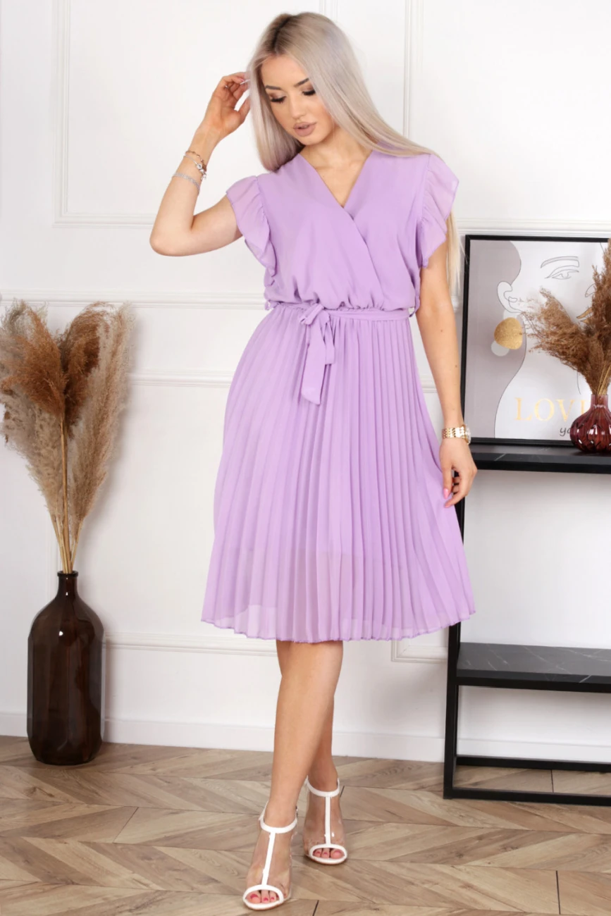 Reducere 22% - Rochie lila cu decolteu petrecut... - imagine 2