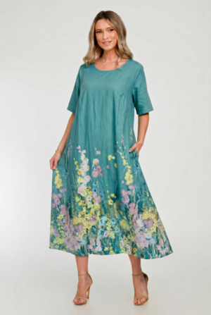 Rochie lunga A-line cu imprimeu floral