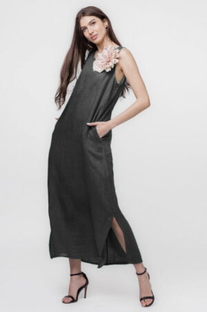 Rochie lunga A-line din in