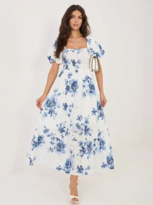 Rochie lunga alba brodata cu imp...