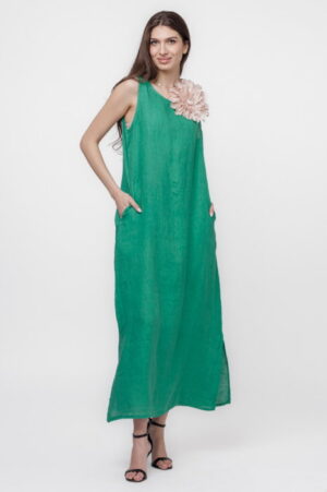 Rochie lunga A-line din in