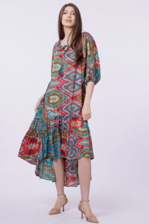 Rochie asimetrica din matase indiana