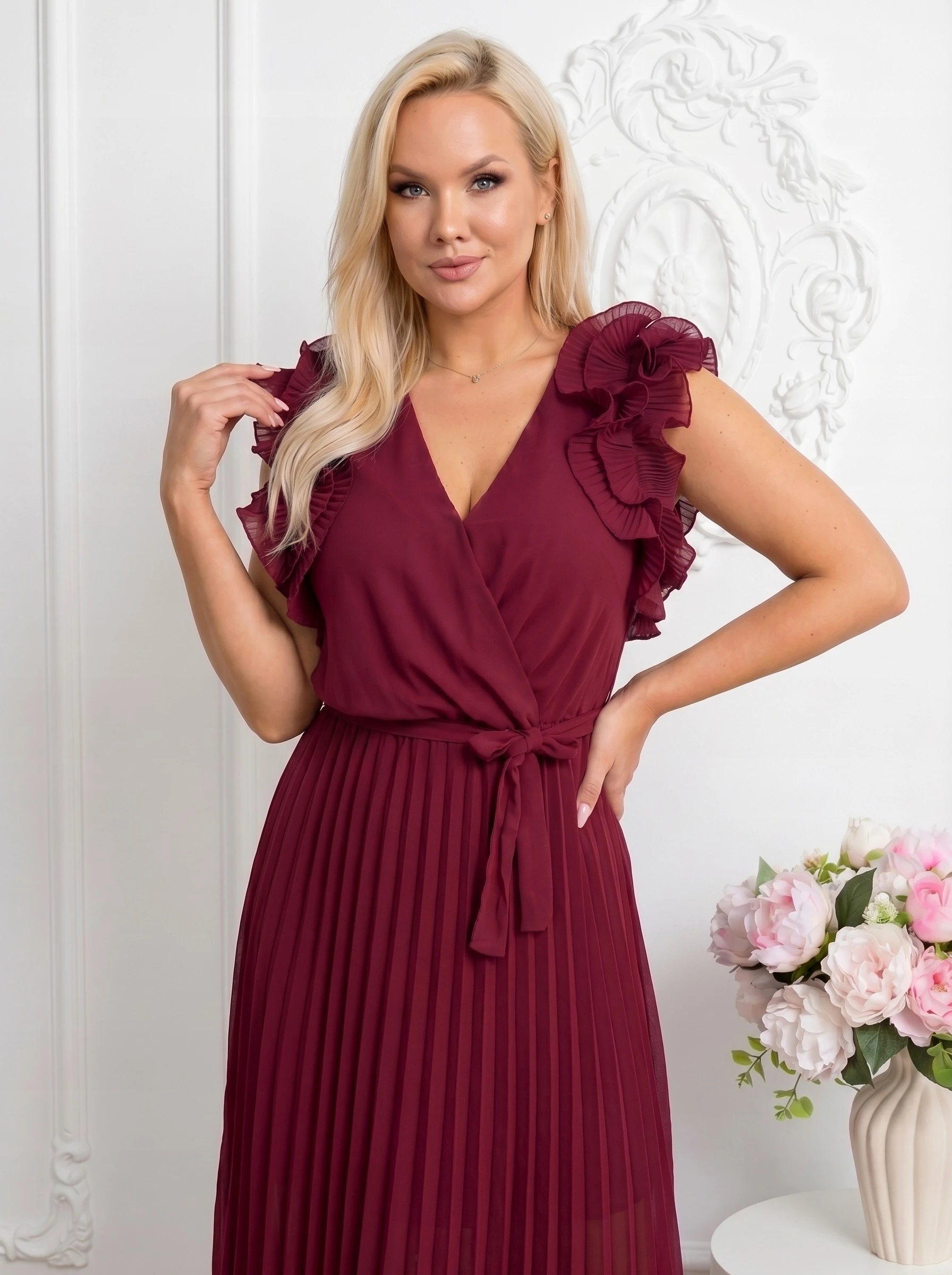 Reducere 17% - Rochie lunga eleganta cu pliuri ... - imagine 2