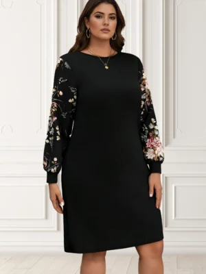 Rochie marime mare neagra cu man...