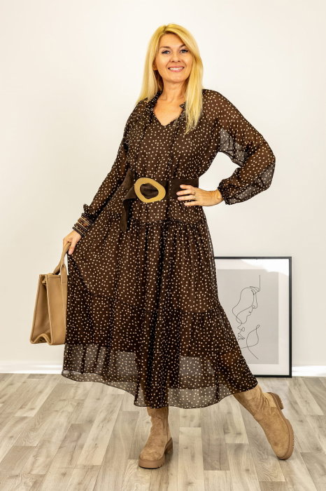 Rochie maxi maro cu buline