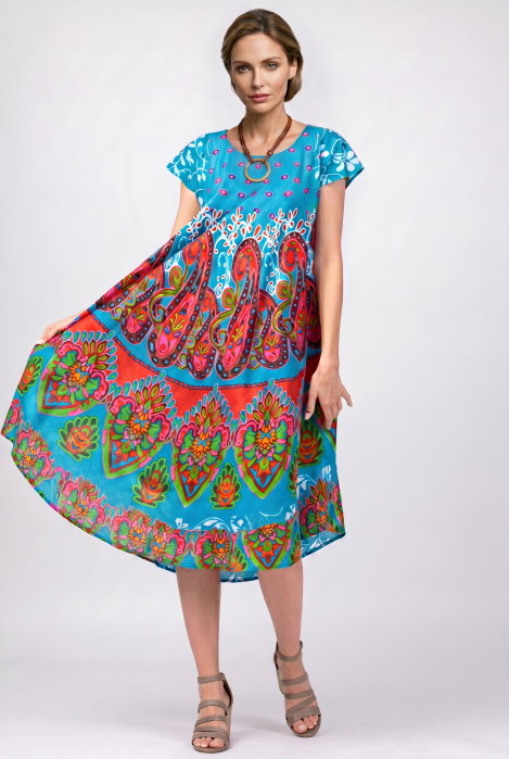 Rochie midi A-line cu imprimeu paisley