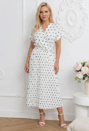 Rochie midi alba din vascoza cu ...