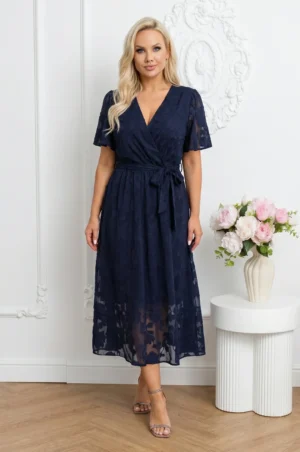 Rochie midi eleganta bleumarin c...
