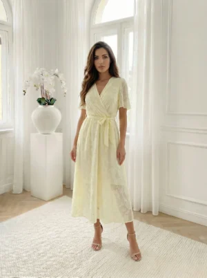 rochie-midi-eleganta-galben-pai-cu-textura-florala-2