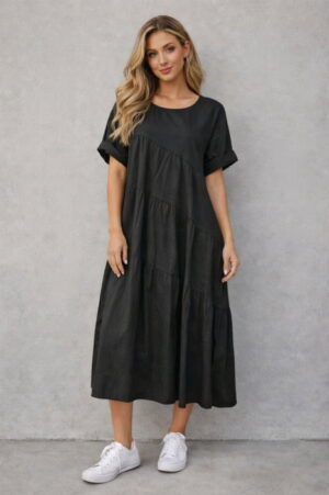 Rochie midi oversized din poplin de bumbac