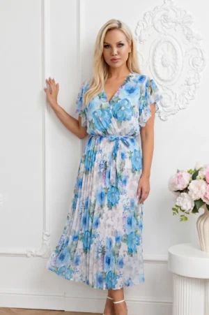 Rochie midi vaporoasa albastra c...