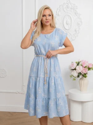 Rochie midi din vascoza cu cordo...