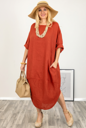 Rochie oversize lalea cu crapatura rotunjita
