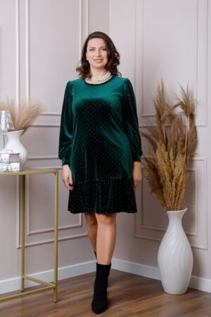 Rochie din catifea verde Alessia