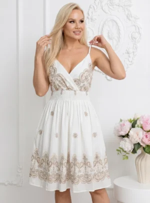 Rochie scurta alba cu broderie