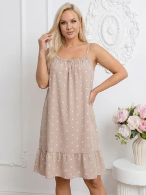 Rochie scurta bej din vascoza cu...