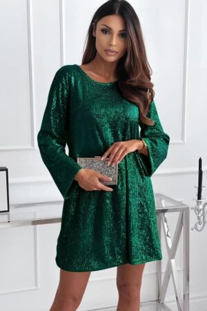 Rochie scurta cu paiete TizHea si funda oversize la spate