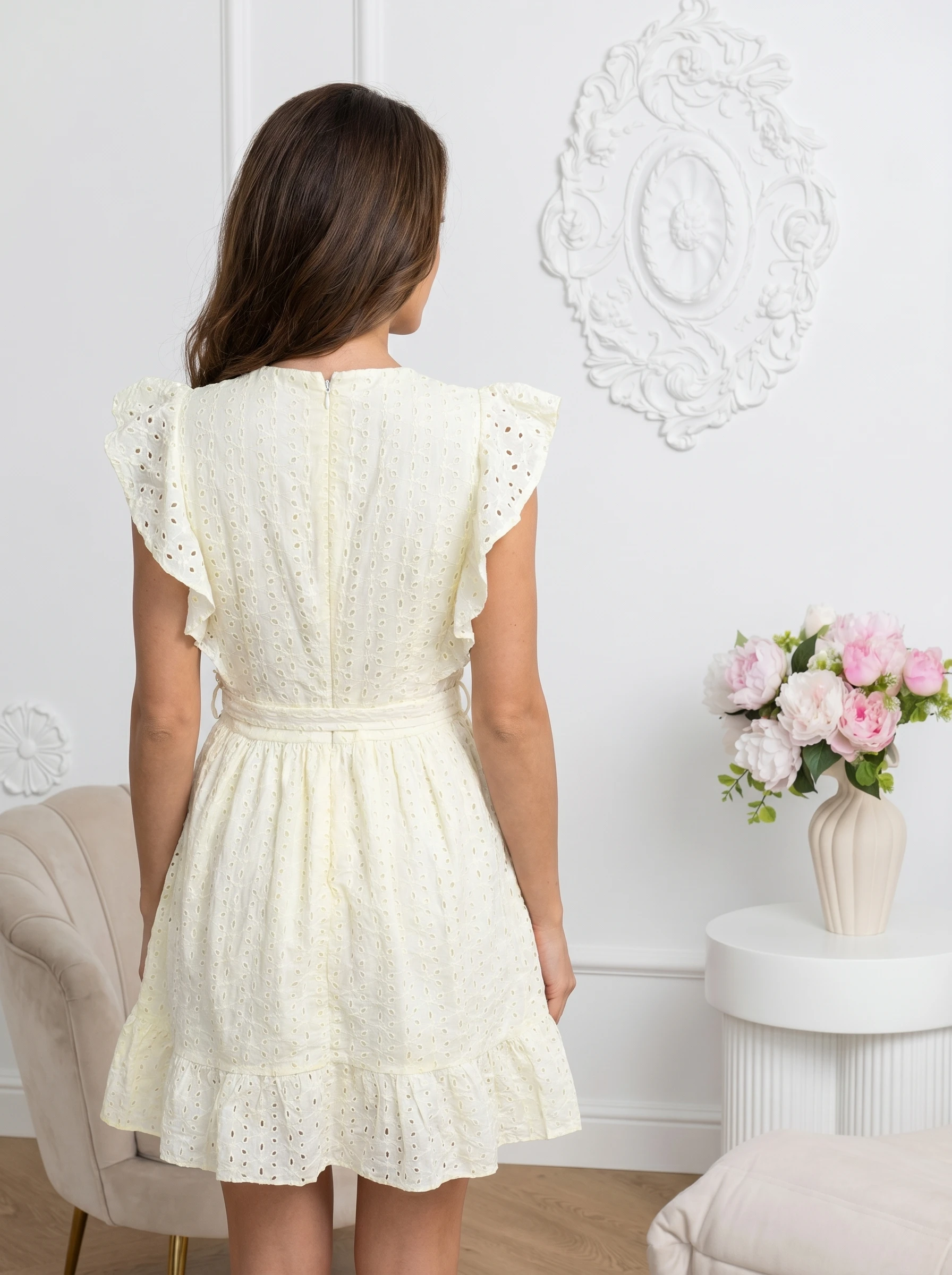 Reducere 20% - Rochie scurta galben pai din bum... - imagine 2