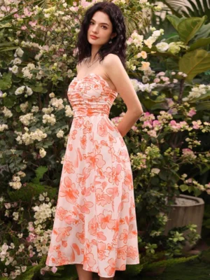 Rochie cu imprimeu floral si ume...