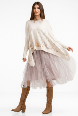 Rochie suprapusa din tulle cu volane suprapuse